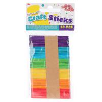 Hobby ijslollie stokjes/ijsstokjes/knutselhoutjes - multi kleuren - 50x stuks - 65 x 10 mm   -