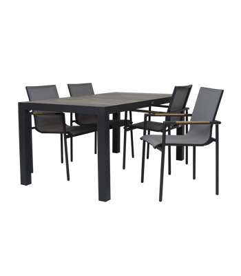 Qopps Levas tuintafel 160 x 90 mat royal Grey met Tulsi tuinstoel Qopps Levas tuintafel 160 x 90 mat royal Grey met Tulsi tuinstoel