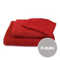 Budgetpakket badtextiel 450 gram Rood - 8 stuks - thumbnail