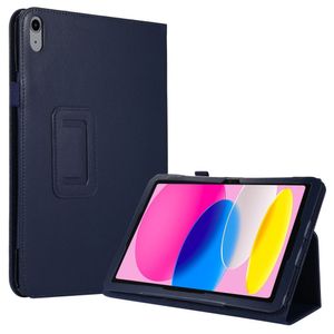 Lunso - iPad 10 (2022) - Stand flip Bookcase hoes - Donkerblauw
