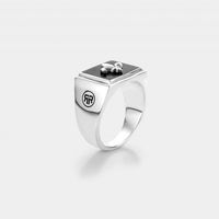 Rebel and Rose RR-RG032-S Ring Square Scout Lowneck zilver zwart Maat 60