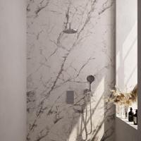 Brauer Chrome Carving Thermostatische Regendoucheset Inbouw - Hoofddouche 20 cm - Gebogen Wandarm - 3 Weg - Handdouche 3 Standen - Doucheslang - Wandaansluitbocht - Chroom