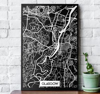 Canvas schilderij Glasgow kaart