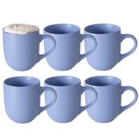Koffiemokken Paris - 6x stuks - Keramiek - korenblauw - 300 ml - 8 x 10 cm