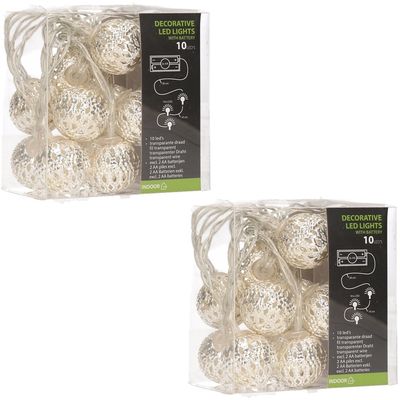 2x stuks kerstverlichting kerstballen slingers met LED licht 90 cm 2x stuks kerstverlichting kerstballen slingers met LED licht 90 cm