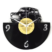 Vinyl retro wandklok mini cooper model - thumbnail