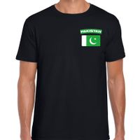 Pakistan landen shirt met vlag zwart voor heren - borst bedrukking 2XL  -