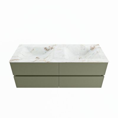 MONDIAZ VICA-DLUX 130cm badmeubel onderkast Army 4 lades. Inbouw wastafel CLOUD dubbel 2 kraangaten, kleur Frappe.