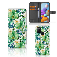Samsung Galaxy A21s Hoesje Orchidee Groen - thumbnail