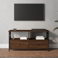 Tv-meubel 90x33x45 cm bewerkt hout en ijzer bruineikenkleurig
