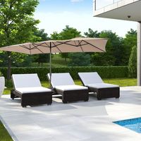 Dubbele Parasol Rechthoekige Parasol UV-Bescherming Tuinparasol met Zwengel Marktscherm voor Zwembad Terras en Tuin 426 x 265 cm