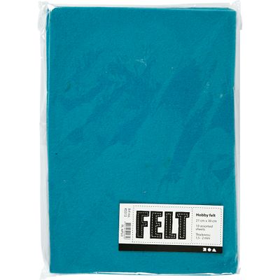 Creativ Company Hobbyvilt turquoise a4, 10 vellen
