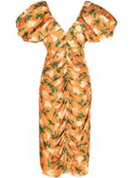 Agua By Agua Bendita robe mi-longue Camelia à fleurs - Orange