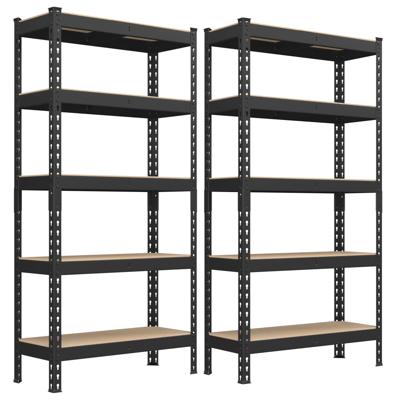 Sterke stellingkast met vijf lagen voor extra opbergruimte, Zwart / 30T x 150B x 150H cm / 2