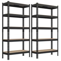 Sterke stellingkast met vijf lagen voor extra opbergruimte, Zwart / 30T x 150B x 150H cm / 2