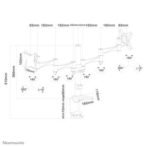 Neomounts Bureausteun FPMA-D1330DSILVER bevestiging