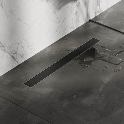 Brauer Douchegoot - 80x7.5cm - vloerflens - tegelinlegrooster omkeerbaar - RVS - zwart mat DR-MRF80S