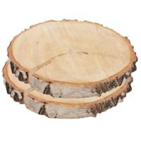 Decoratie boomschijven met schors - 2x - hout - D30 cm - rond - hobby boomschors schijf - thumbnail