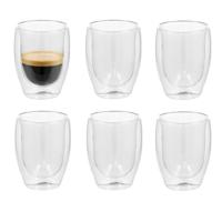 Gerimport Theeglazen Luz - 6x - dubbelwandig - glas - 350 ml - D9 x H12 cm Gerimport Theeglazen Luz - 6x - dubbelwandig - glas - 350 ml - D9 x H12 cm