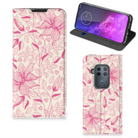 Motorola One Zoom Smart Cover Pink Flowers