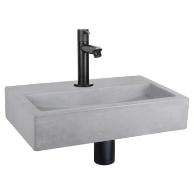 Differnz Flat fonteinset beton lichtgrijs - kraan recht - 38 x 24 x 8 cm - mat chroom