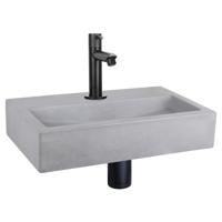Differnz Flat fonteinset beton lichtgrijs - kraan recht - 38 x 24 x 8 cm - mat chroom