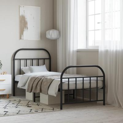 Bedframe met hoofd- en voeteneinde metaal zwart 90x190 cm