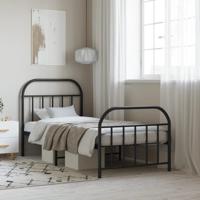 Bedframe met hoofd- en voeteneinde metaal zwart 90x190 cm - thumbnail