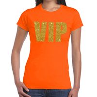 VIP glitter goud tekst t-shirt oranje dames