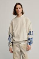 sweatshirt met bedrukte mouwen - BLACK - S