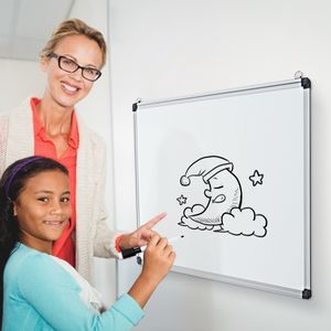 Whiteboard Magneetbord Schrijfbord Wandbord Memobord met Aluminium Frame (70x50 cm)