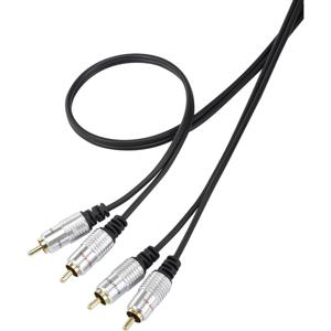 SpeaKa Professional SP-7870144 Cinch Audio Aansluitkabel [2x Cinch-stekker - 2x Cinch-stekker] 1.00 m Zwart SuperSoft-mantel, Vergulde steekcontacten