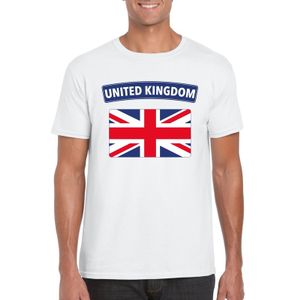 T-shirt met Groot Brittannie/ Engelse vlag wit heren 2XL  -