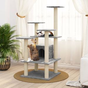 VidaXL Kattenkrabpaal met sisal krabpalen 110 cm lichtgrijs