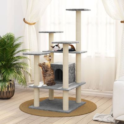 VidaXL Kattenkrabpaal met sisal krabpalen 110 cm lichtgrijs