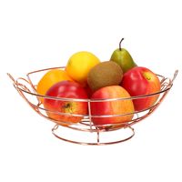 Metalen fruitmand/fruitschaal koper rond 26 x 13 cm