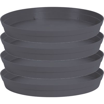 4x stuks bloempot kunststof onderschalen Toscane antraciet grijs D15 cm 4x stuks bloempot kunststof onderschalen Toscane antraciet grijs D15 cm