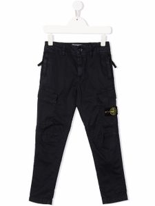 Stone Island Junior pantalon à patch logo - Bleu