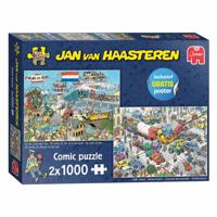 Jan van Haasteren Legpuzzel Traffic Chaos, 2x1000st. - thumbnail