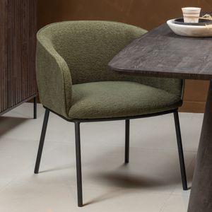 WOOOD Eetkamerstoel 'Leon' Bouclé, kleur Forest Green