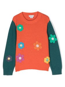 Stella McCartney Kids pull colour block à broderies - Orange