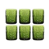 Glazenset Home ESPRIT Groen Kristal Met reliëf 300 ml (6 Stuks)