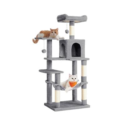 Krabpaal van 143 cm met hangmat, Lichtgrijs