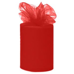 Tule stof op rol - rood - 7.5cm x 20meter - Organza/mesh decoratie stoffen