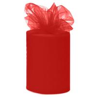 Tule stof op rol - rood - 7.5cm x 20meter - Organza/mesh decoratie stoffen
