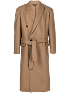 Costumein manteau Christian à taille ceinturée - Marron