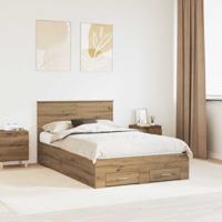 Bedframe met hoofdeinde Artisan Eiken 120 x 190 cm Bewerkt hout