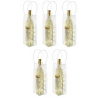 Wijnfles koeltas 25 x 10 cm - Set van 10x stuks - Handige koeltassen - voor wijnflessen / frisdrankf