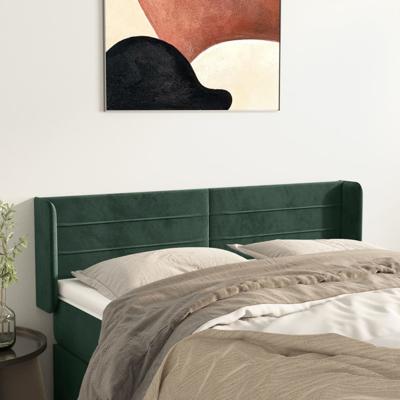 Hoofdbord met randen 147x16x78/88 cm fluweel donkergroen