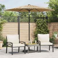 VidaXL Parasol met led's en stalen paal 223x223x213 cm bruin